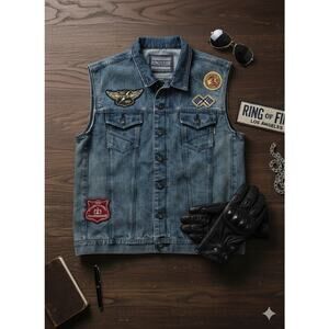 Men’s Ring of Fire Los Angeles Denim Vest XXL